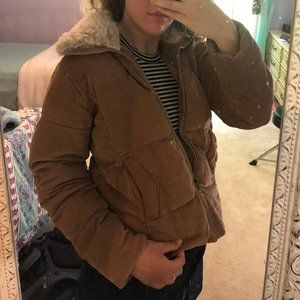 Camel Corduroy Puff Jacket